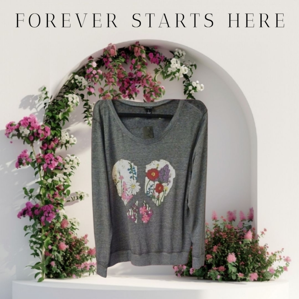 Torrid Plus Size Floral Broken Heart Sweater/Top.